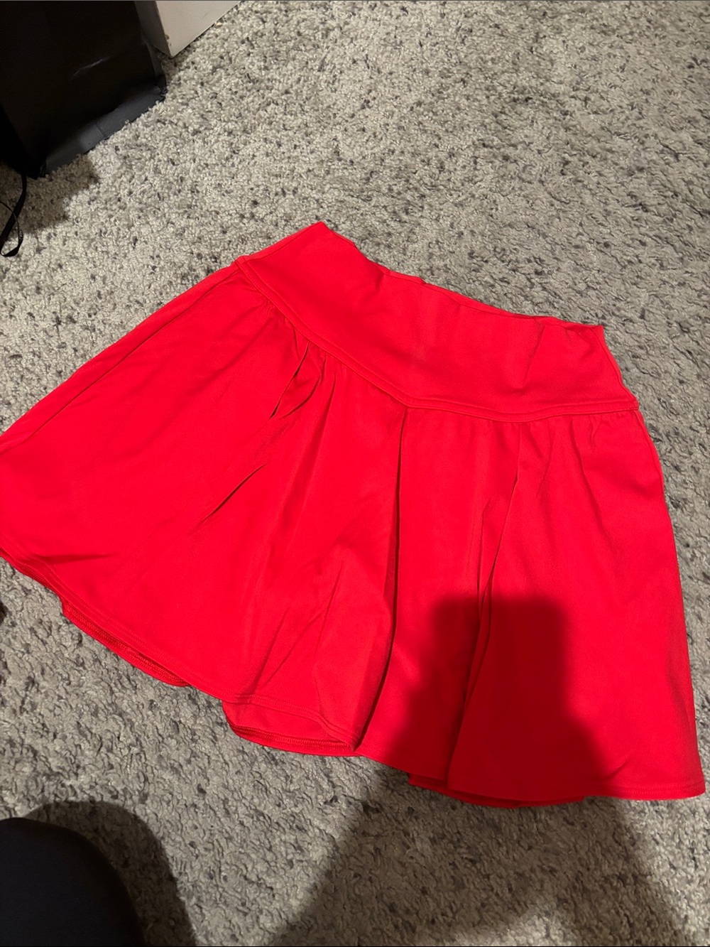 Red Pleated Mini Skirt